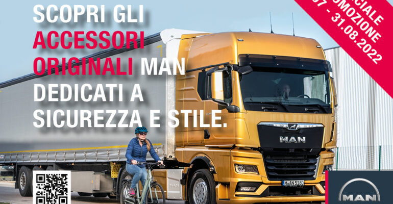 Speciale promozione valida dal 01.07 al 31.08.2022  Scopri gli accessori originali MAN dedicati a sicurezza e stile